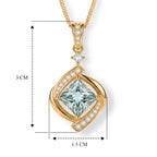 Paraiba Moissanite Pendant with Chain (Size 18) in Yellow Gold Plated Sterling Silver 2.27 Ct._4493549_5