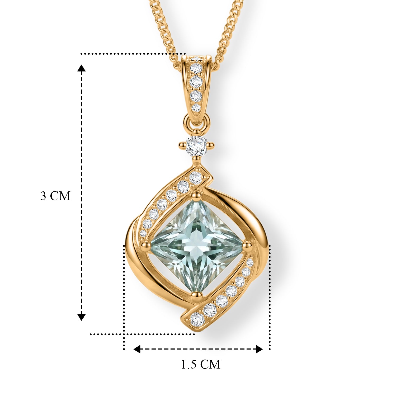 Paraiba Moissanite Pendant with Chain (Size 18) in Yellow Gold Plated Sterling Silver 2.27 Ct. 4493549 6