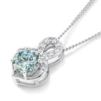 Paraiba Moissanite Heart Pendant with Chain (Size 18) in Rhodium Overlay Sterling Silver 1.17 Ct._4493552_3