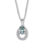 Paraiba Moissanite Circular Halo Pendant with Chain (Size 18) in Rhodium Overlay Sterling Silver 1.00 Ct._4493553