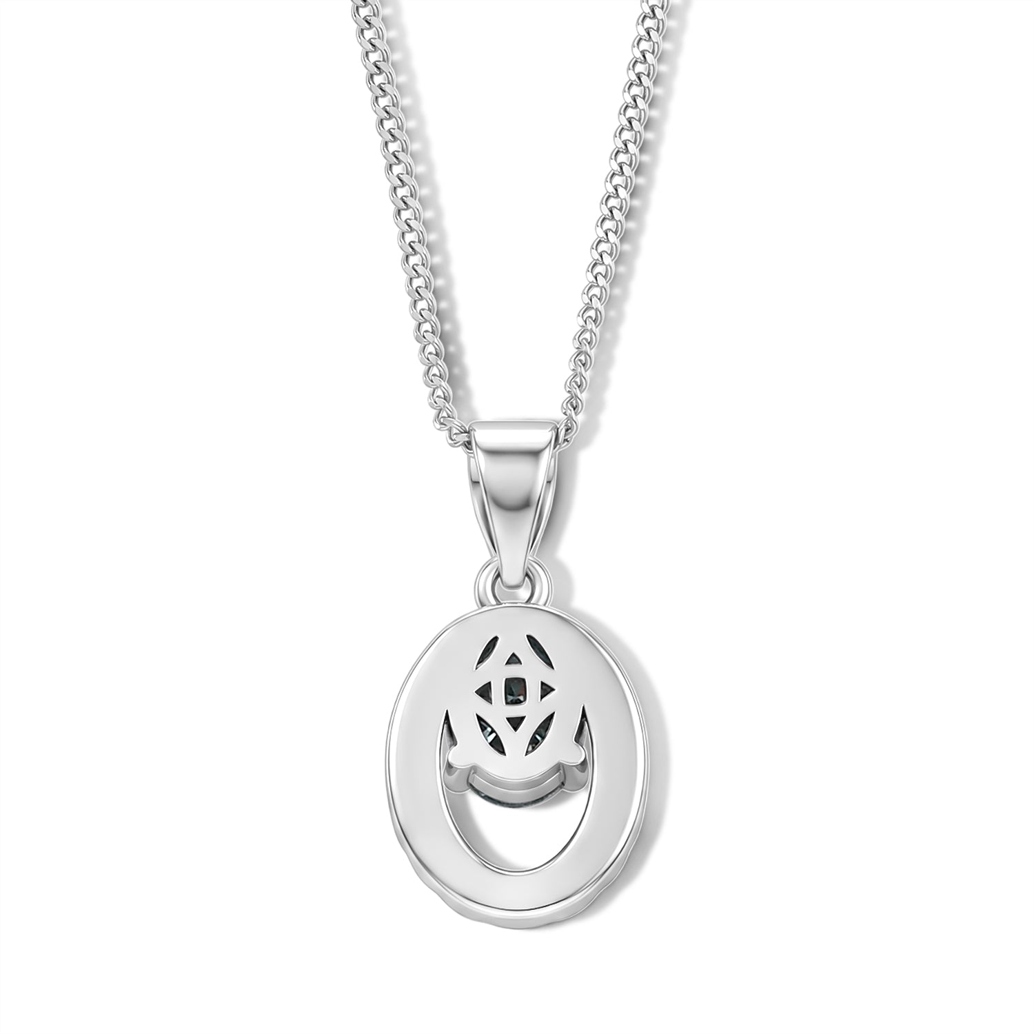 Paraiba Moissanite Circular Halo Pendant with Chain (Size 18) in Rhodium Overlay Sterling Silver 1.00 Ct. 4493553 4