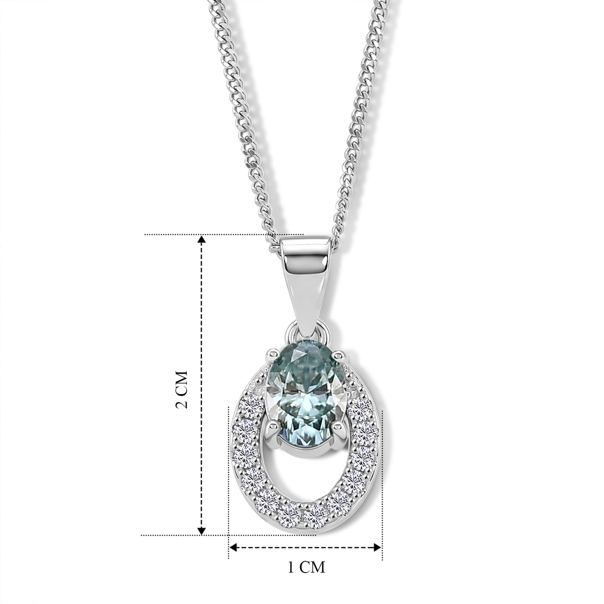 Paraiba Moissanite Circular Halo Pendant with Chain (Size 18) in Rhodium Overlay Sterling Silver 1.00 Ct. 4493553 5