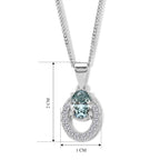 Paraiba Moissanite Circular Halo Pendant with Chain (Size 18) in Rhodium Overlay Sterling Silver 1.00 Ct._4493553_5