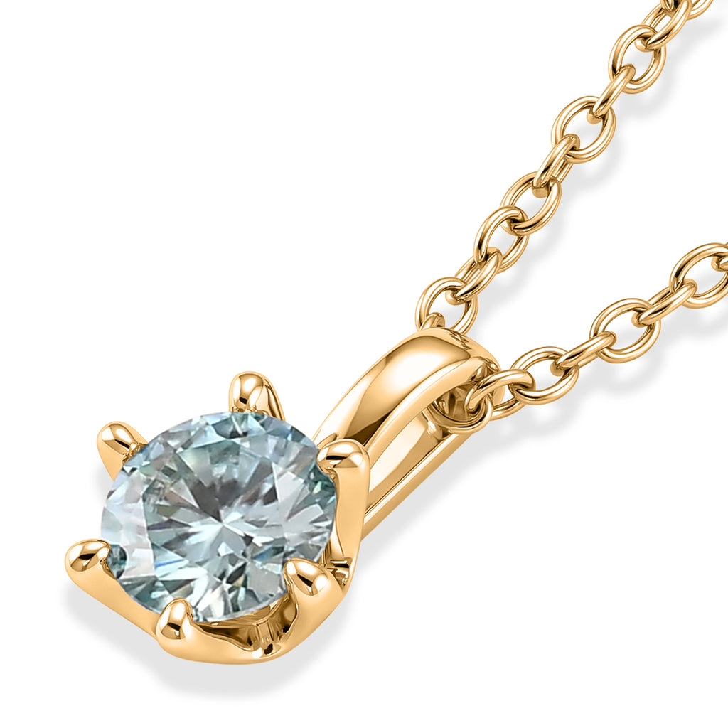 Paraiba Moissanite Solitaire Pendant in Yellow Gold Plated Sterling Silver with Chain (Size - 20) 1.00 Ct._4493555_3