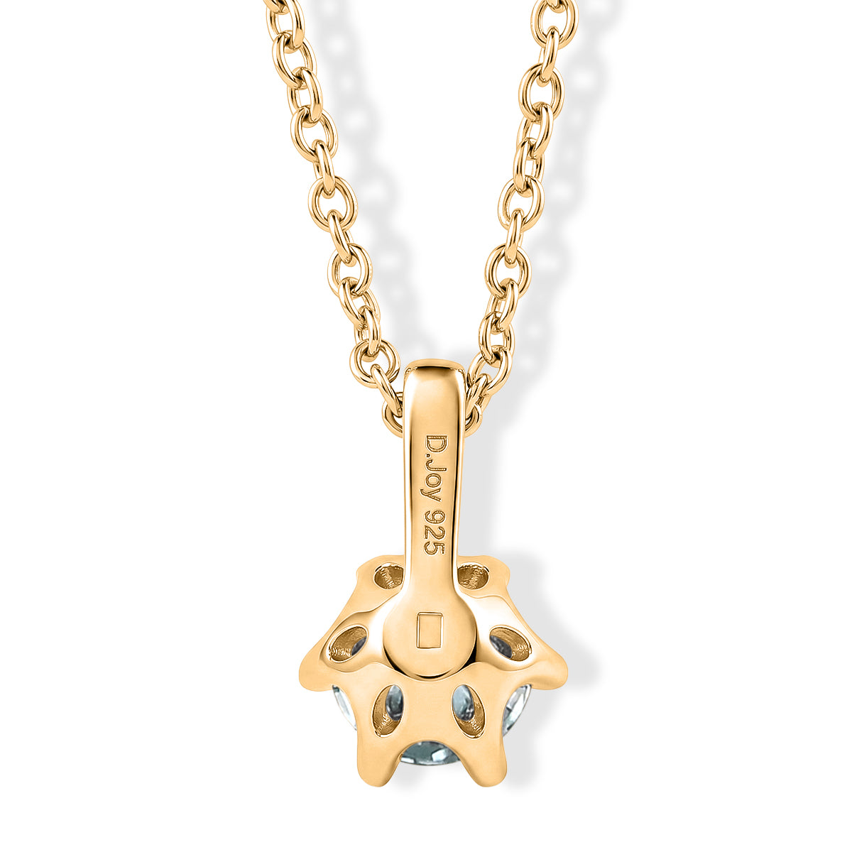 Paraiba Moissanite Solitaire Pendant in Yellow Gold Plated Sterling Silver with Chain (Size - 20) 1.00 Ct. V32516104 5