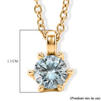 Paraiba Moissanite Solitaire Pendant in Yellow Gold Plated Sterling Silver with Chain (Size - 20) 1.00 Ct._4493555_5