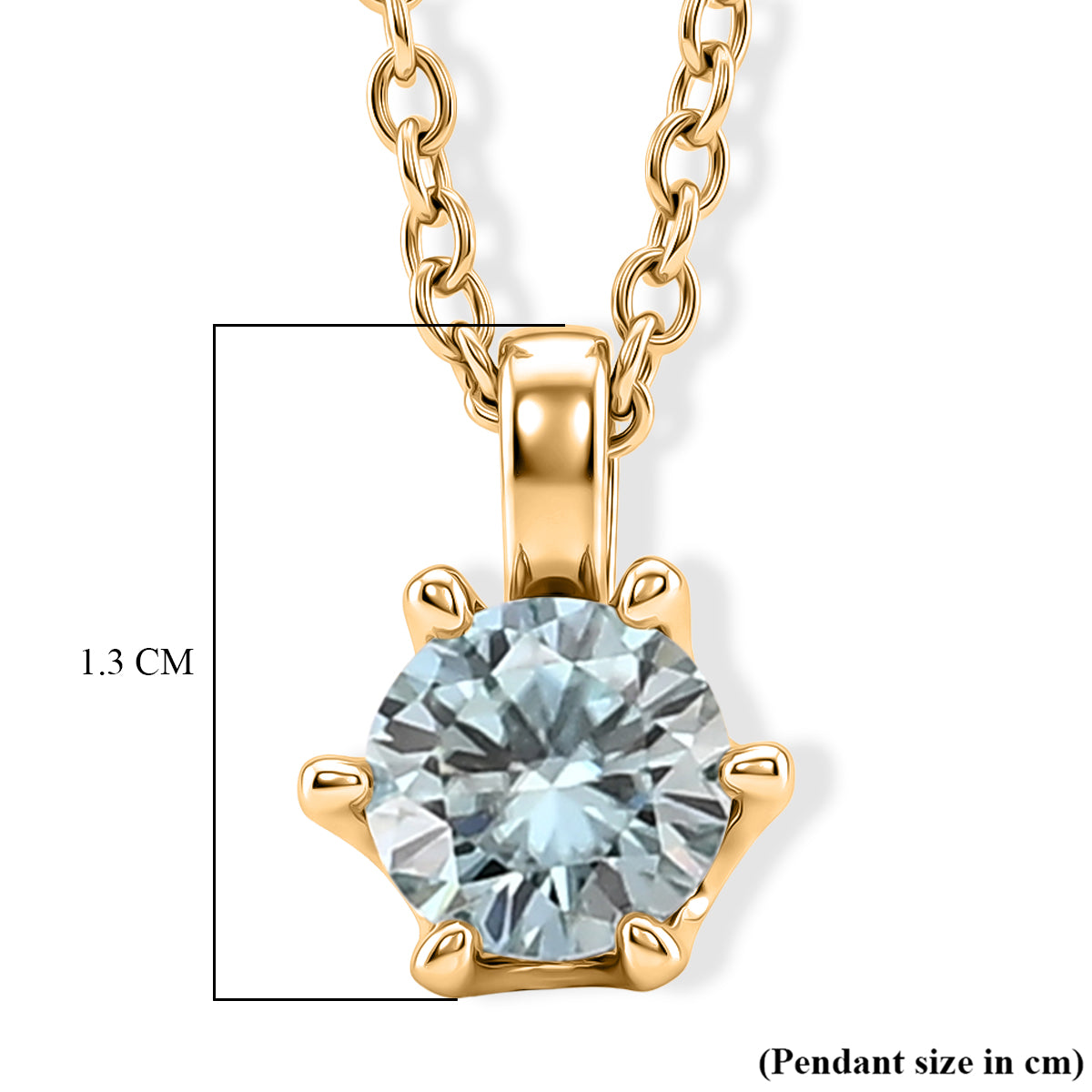 Paraiba Moissanite Solitaire Pendant in Yellow Gold Plated Sterling Silver with Chain (Size - 20) 1.00 Ct. V32516104 6