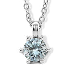 Paraiba Moissanite Solitaire Pendant in Rhodium Overlay Sterling Silver with Chain (Size - 20)_4493556
