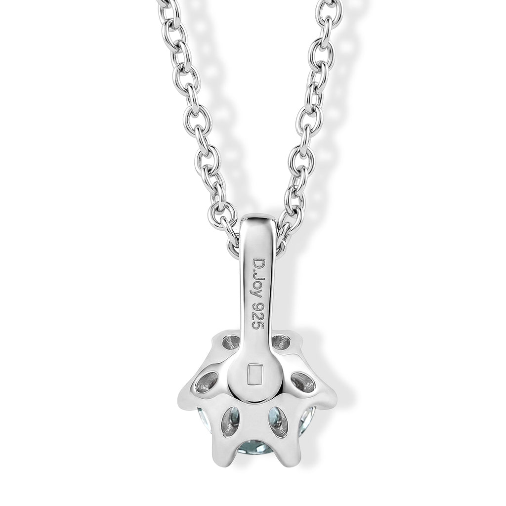 Paraiba Moissanite Solitaire Pendant in Rhodium Overlay Sterling Silver with Chain (Size - 20)_4493556_4