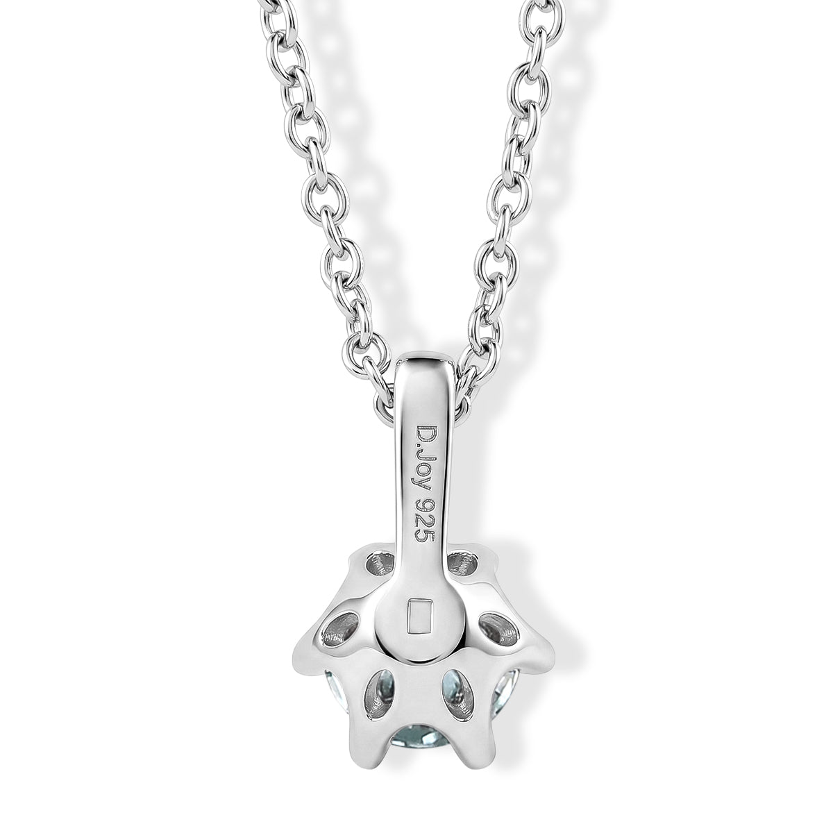 Paraiba Moissanite Solitaire Pendant in Rhodium Overlay Sterling Silver with Chain (Size - 20) V32491941 5