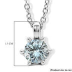 Paraiba Moissanite Solitaire Pendant in Rhodium Overlay Sterling Silver with Chain (Size - 20)_4493556_5