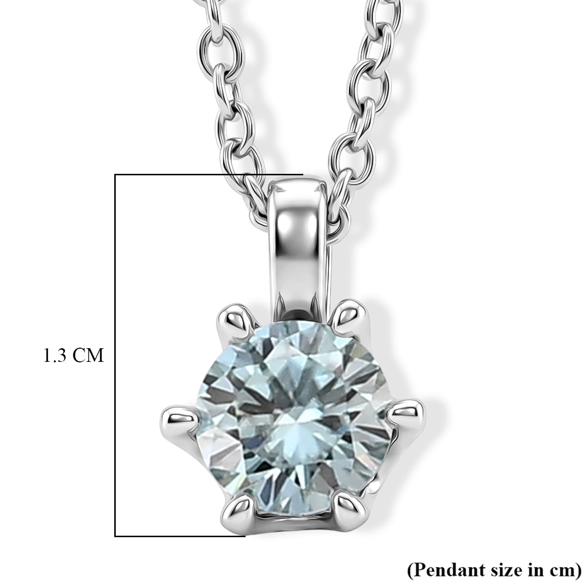 Paraiba Moissanite Solitaire Pendant in Rhodium Overlay Sterling Silver with Chain (Size - 20) V32491941 6
