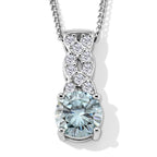 Paraiba Moissanite Infinity Pendant with Chain (Size 18) in Rhodium Overlay Sterling Silver 1.10 Ct._4493562