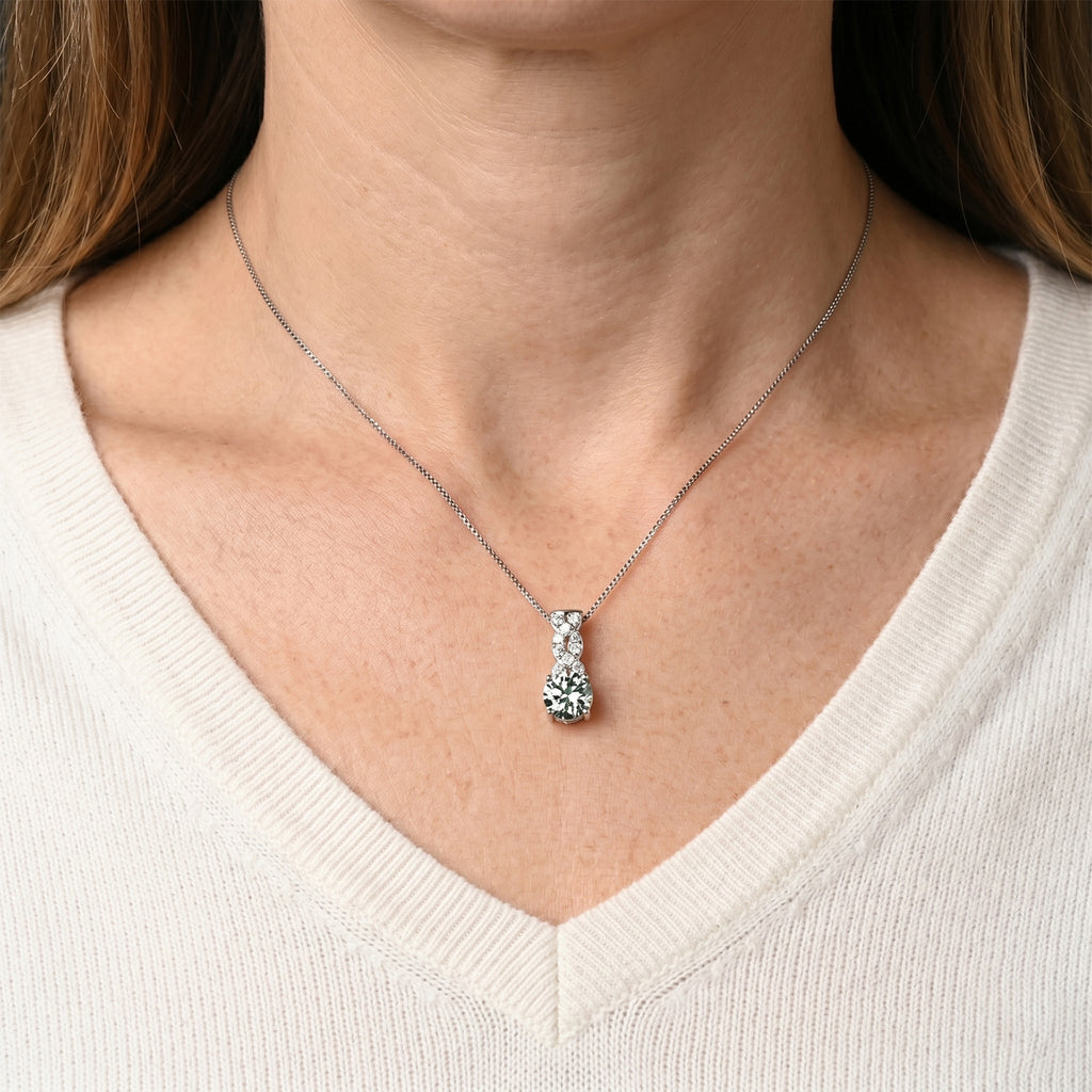Paraiba Moissanite Infinity Pendant with Chain (Size 18) in Rhodium Overlay Sterling Silver 1.10 Ct._4493562_1