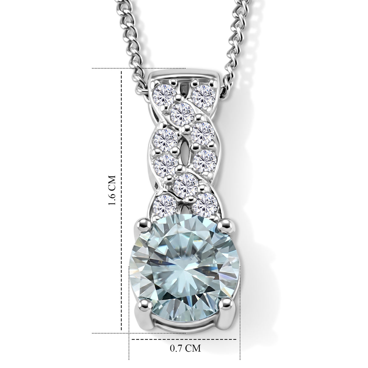 Paraiba Moissanite Infinity Pendant with Chain (Size 18) in Rhodium Overlay Sterling Silver 1.10 Ct. V32516312 5