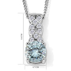 Paraiba Moissanite Infinity Pendant with Chain (Size 18) in Rhodium Overlay Sterling Silver 1.10 Ct._4493562_5