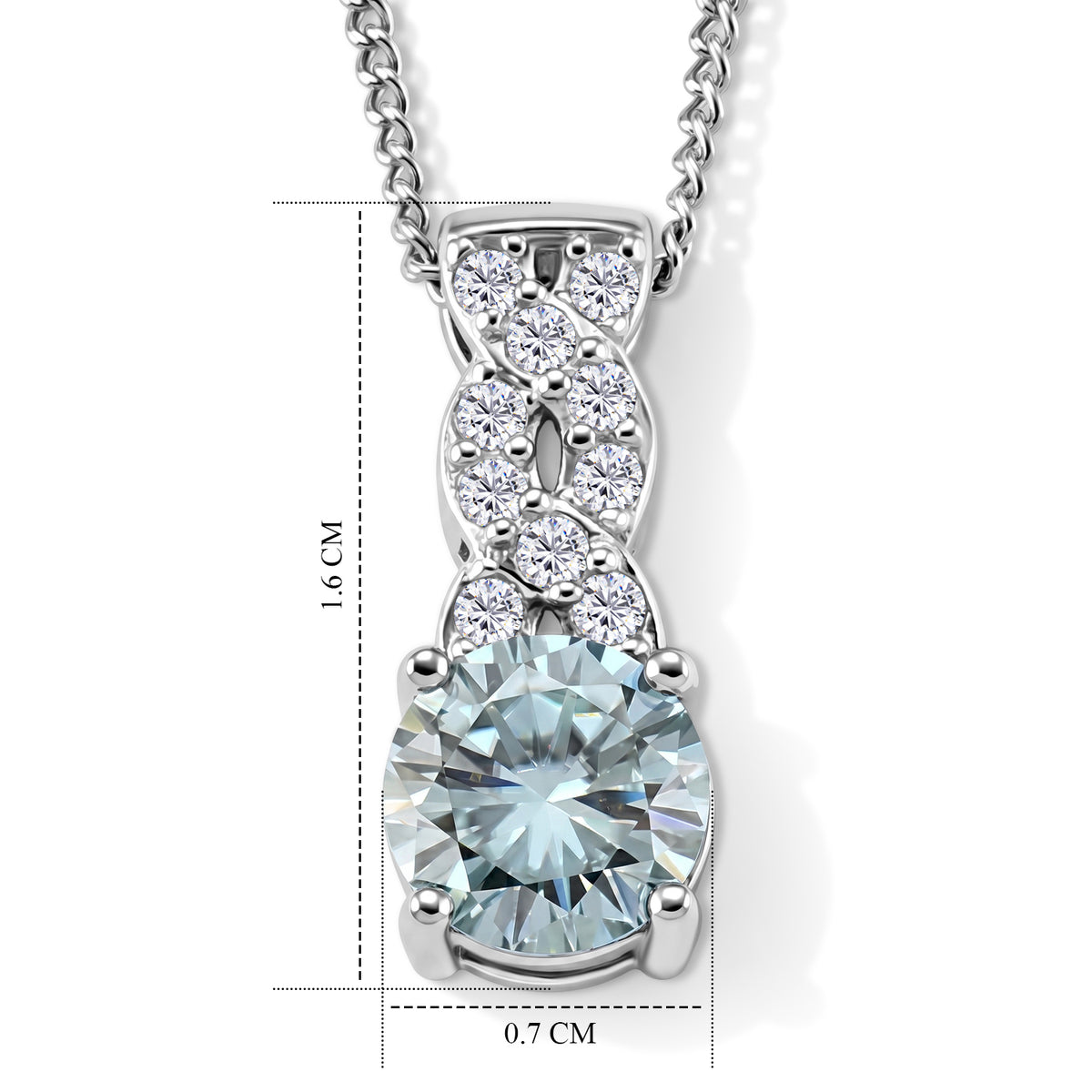Paraiba Moissanite Infinity Pendant with Chain (Size 18) in Rhodium Overlay Sterling Silver 1.10 Ct. V32516312 5