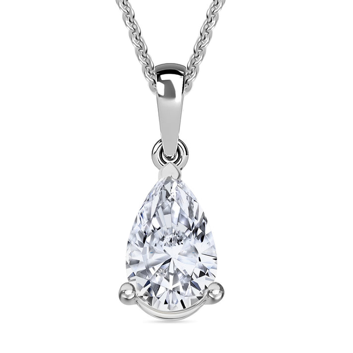 Luxuriant - Lab Grown Diamond (SI/G-H) Solitaire Pendant with Chain (Size 18+2 Ext) in Rhodium Overlay Sterling Silver 1.00 Ct. 4493922 1