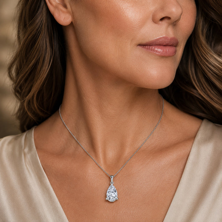 Luxuriant - Lab Grown Diamond (SI/G-H) Solitaire Pendant with Chain (Size 18+2 Ext) in Rhodium Overlay Sterling Silver 1.00 Ct. 4493922 2