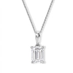 Luxuriant - Lab Grown Diamond (SI/G-H) Emerald Cut Solitaire Pendant with Chain (Size 18+2 Ext) in Rhodium Overlay Sterling Silver 1.00 Ct._4493925