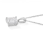 Luxuriant - Lab Grown Diamond (SI/G-H) Emerald Cut Solitaire Pendant with Chain (Size 18+2 Ext) in Rhodium Overlay Sterling Silver 1.00 Ct._4493925_2