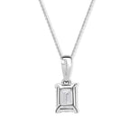 Luxuriant - Lab Grown Diamond (SI/G-H) Emerald Cut Solitaire Pendant with Chain (Size 18+2 Ext) in Rhodium Overlay Sterling Silver 1.00 Ct._4493925_3