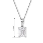 Luxuriant - Lab Grown Diamond (SI/G-H) Emerald Cut Solitaire Pendant with Chain (Size 18+2 Ext) in Rhodium Overlay Sterling Silver 1.00 Ct._4493925_5