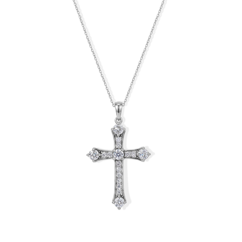 Moissanite Pendant with Chain (Size 20) in Platinum Overlay Sterling Silver 0.36 ct  Silver Wt. 5.5 Gms  1.560  Ct._4494071