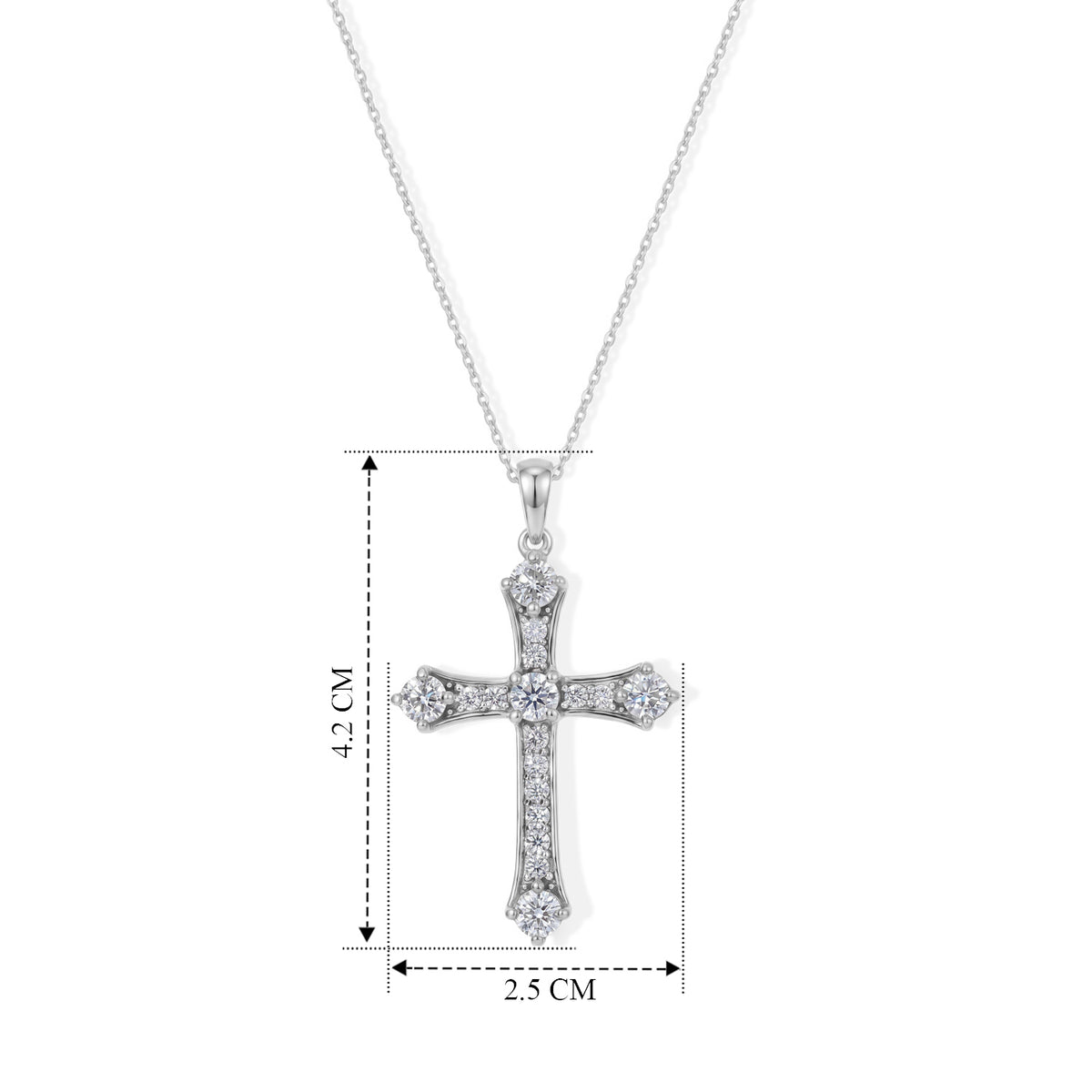 D'Joy - Moissanite Cross Pendant with Chain (Size 20) in Platinum Overlay Sterling Silver 1.56 Ct. V32667070 5