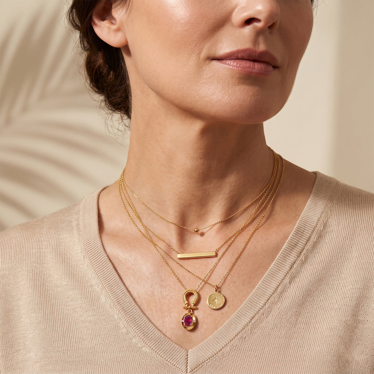 D'Joy - African Ruby &amp; White Zircon Pendant with Chain (Size 20) in Yellow Gold Plated Sterling Silver 1.20 Ct. 4494552 2