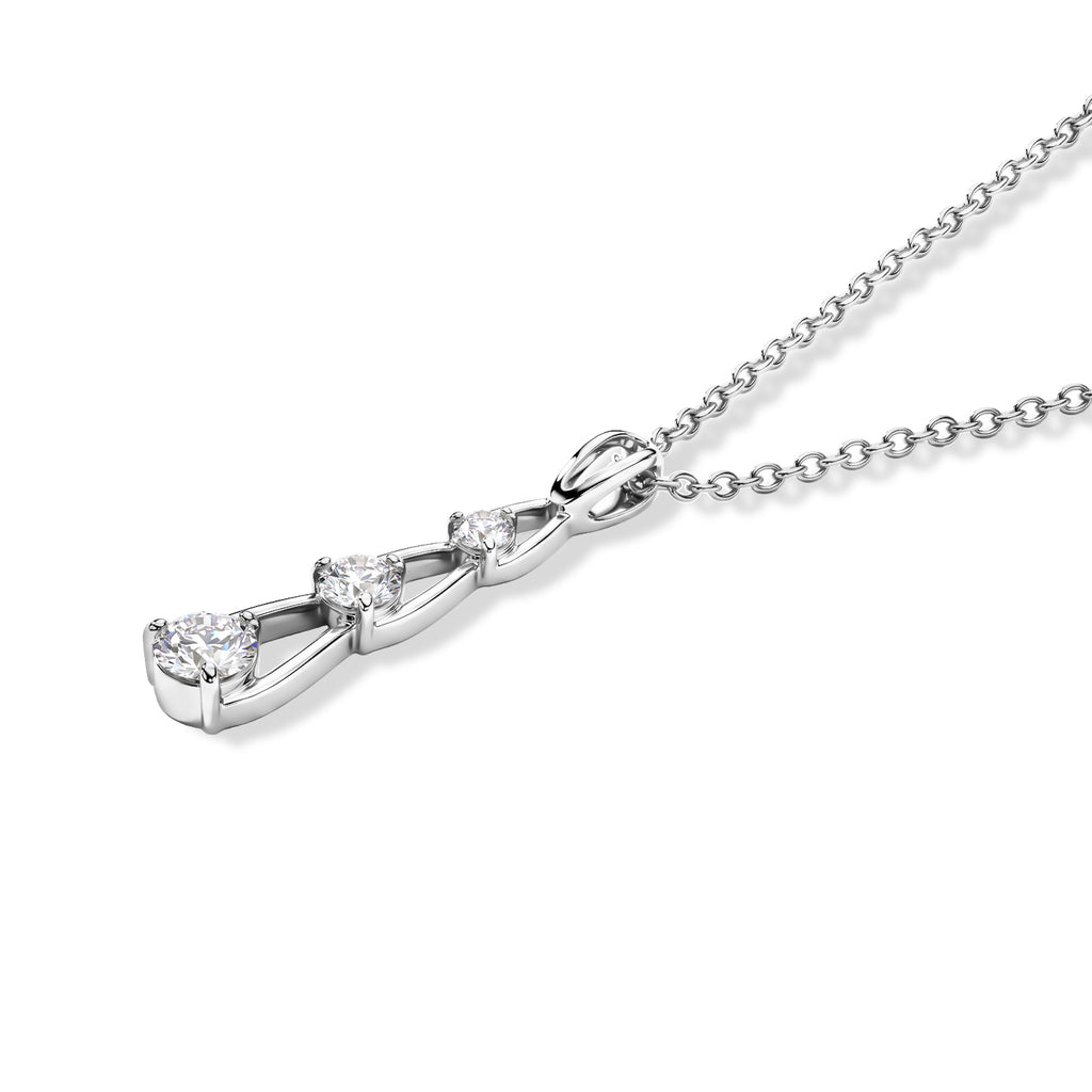D'Joy - Moissanite Trilogy Pendant in Platinum Overlay Sterling Silver with Chain (Size 20)_4494575_3