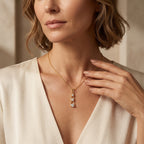 D'Joy - Moissanite Trilogy Pendant in Yellow Gold Plated Sterling Silver with Chain (Size 20)_4494576_1