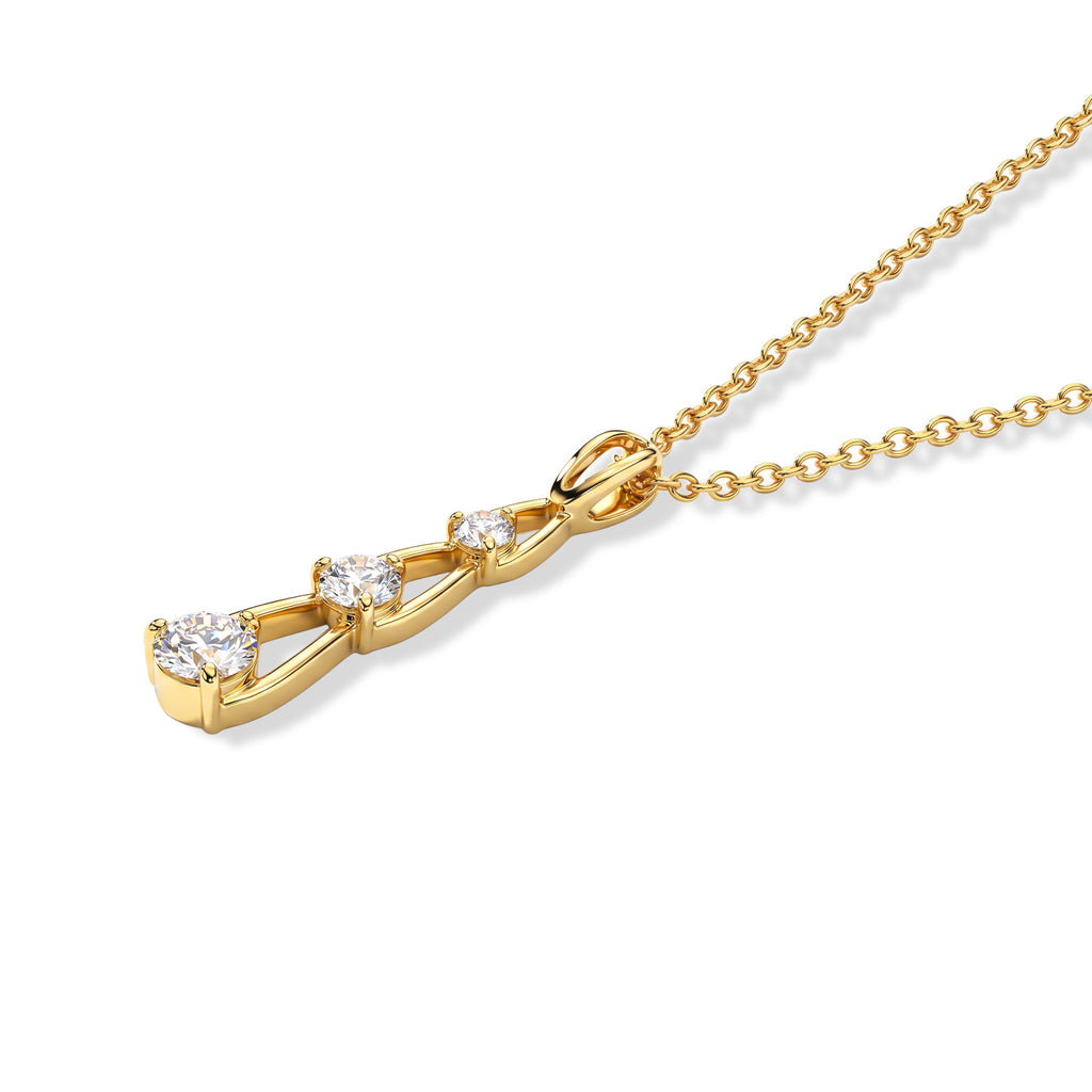 D'Joy - Moissanite Trilogy Pendant in Yellow Gold Plated Sterling Silver with Chain (Size 20)_4494576_3