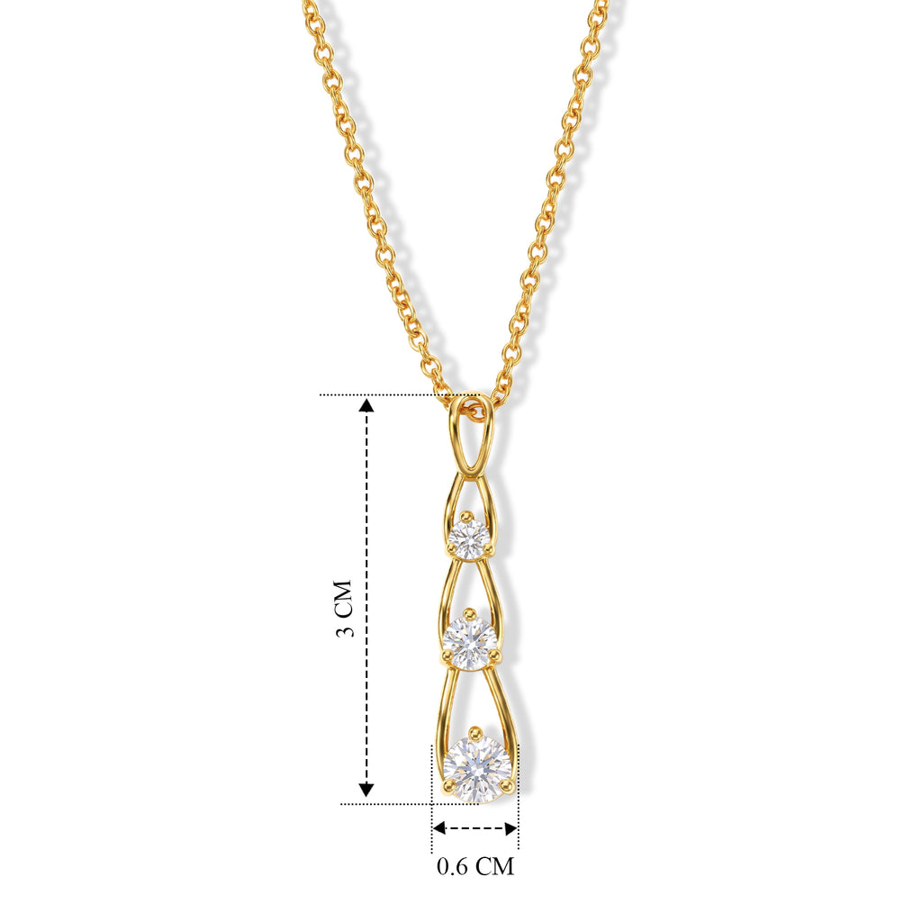 D'Joy - Moissanite Trilogy Pendant in Yellow Gold Plated Sterling Silver with Chain (Size 20)_4494576_4