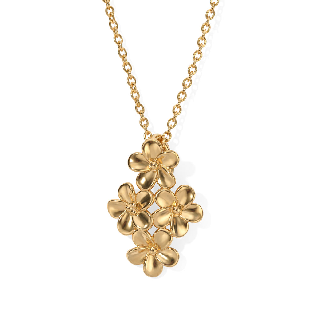 Bronzella Collection - Floral Drop Pendant with Chain (Size 20) in 18K Gold Plating 5.00 Gms_4495409