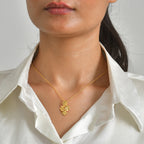 Bronzella Collection - Floral Drop Pendant with Chain (Size 20) in 18K Gold Plating 5.00 Gms_4495409_1