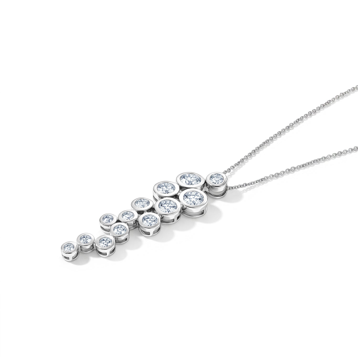 D'Joy - Moissanite Bubble Pendant with Chain (Size 20) in Rhodium Overlay Sterling Silver 2.53 C 4495640 4
