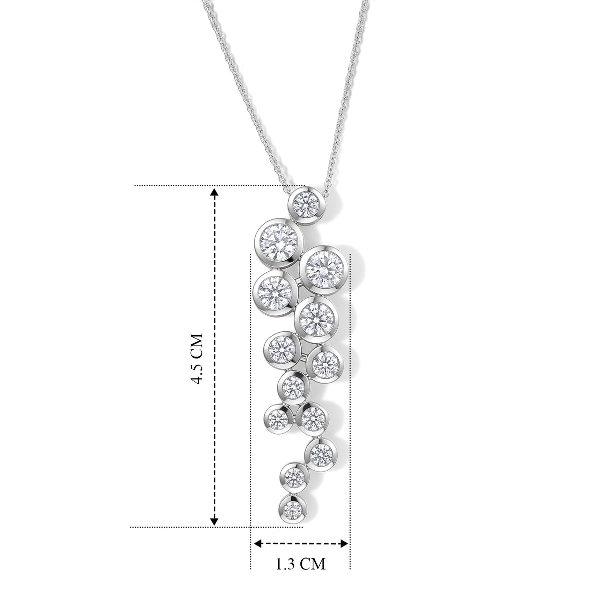 D'Joy - Moissanite Bubble Pendant with Chain (Size 20) in Rhodium Overlay Sterling Silver 2.53 C 4495640 5