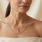 Pink Conch Shell Split Drop Pendant with Chain (Size 18) in Yellow Gold Plated Sterling Silver_4497012_2