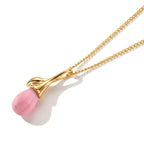 Pink Conch Shell Split Drop Pendant with Chain (Size 18) in Yellow Gold Plated Sterling Silver_4497012_3