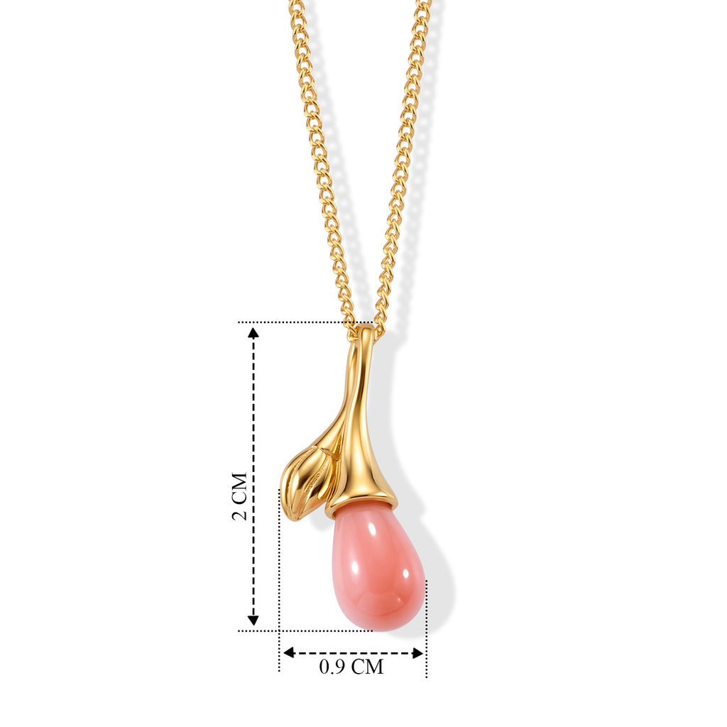 Pink Conch Shell Split Drop Pendant with Chain (Size 18) in Yellow Gold Plated Sterling Silver_4497012_4