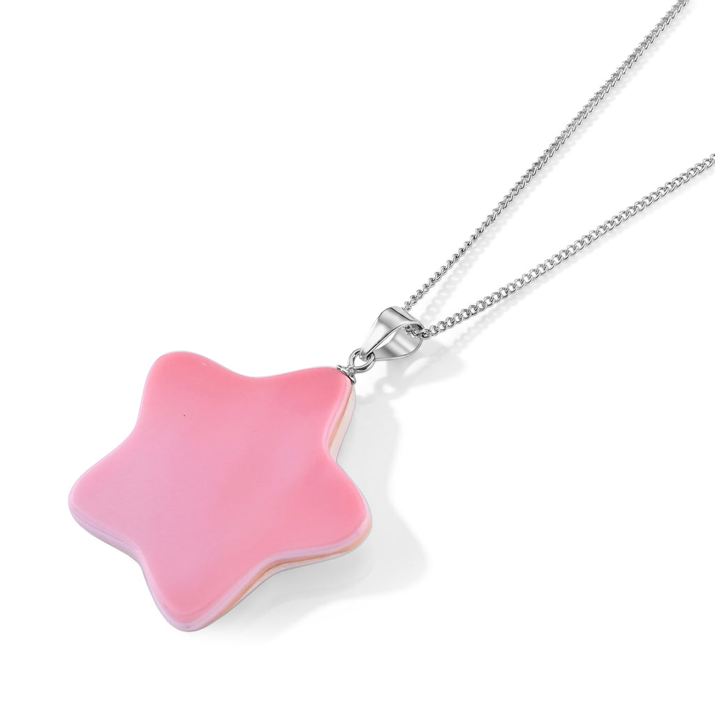 Pink Conch Shell Star Pendant with Chain (Size 18) in Rhodium Overlay Sterling Silver_4497026_3