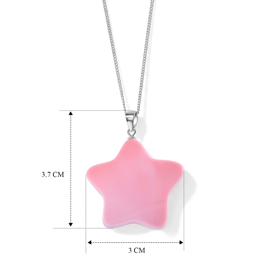 Pink Conch Shell Star Pendant with Chain (Size 18) in Rhodium Overlay Sterling Silver_4497026_4