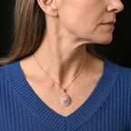 Pink Conch Shell, White Jade & Moissanite Halo Drop Pendant with Chain (Size 18) in Rose Gold Plated Sterling Silver_4497029_1