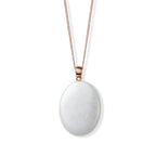 Pink Conch Shell, White Jade & Moissanite Halo Drop Pendant with Chain (Size 18) in Rose Gold Plated Sterling Silver_4497029_4