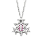 D'Joy - Pink Conch Shell & Moissanite Floral Inspired Pendant with Chain (Size 18) in Rhodium Overlay Sterling Silver_4497030_4