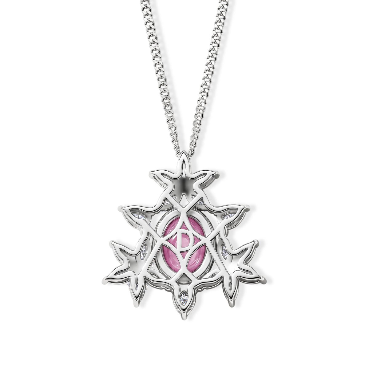 D'Joy - Pink Conch Shell &amp; Moissanite Floral Inspired Pendant with Chain (Size 18) &amp; Lobster Clasp in Rhodium Overlay Sterling Silver 4497030 5