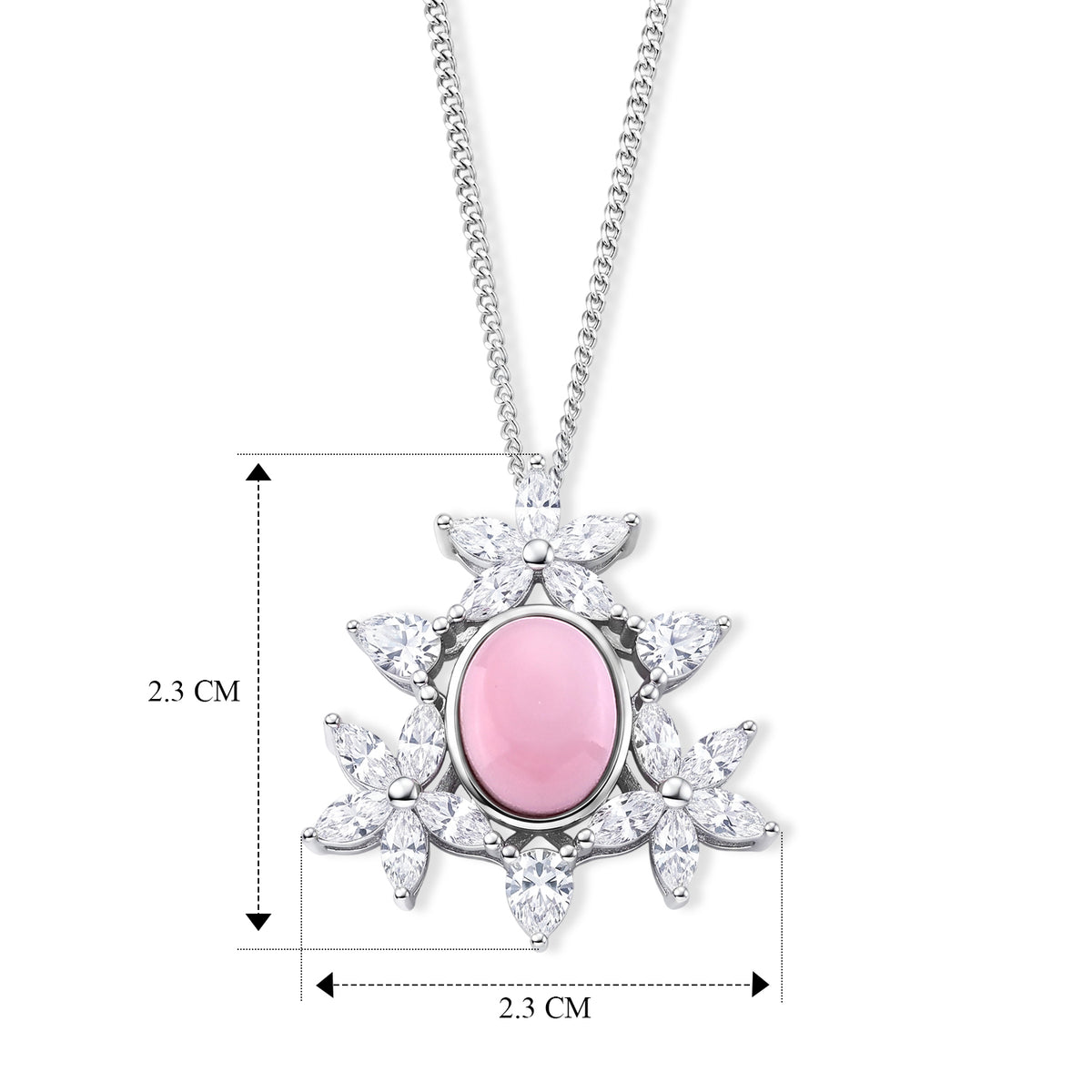 D'Joy - Pink Conch Shell &amp; Moissanite Floral Inspired Pendant with Chain (Size 18) &amp; Lobster Clasp in Rhodium Overlay Sterling Silver 4497030 6