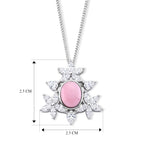 D'Joy - Pink Conch Shell & Moissanite Floral Inspired Pendant with Chain (Size 18) in Rhodium Overlay Sterling Silver_4497030_5