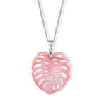 Pink Conch Shell Leaf Carving Pendant with Chain (Size 18) in Rhodium Overlay Sterling Silver_4497032_4